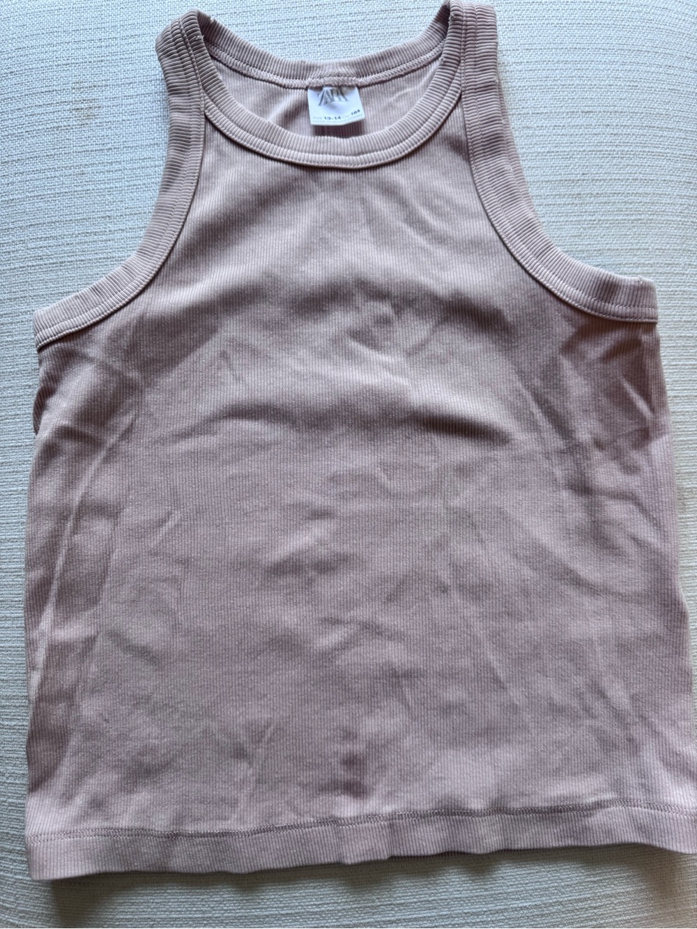 Zara Girls 13-14yr Blush Pink Ribbed Sleeveless Tank Top